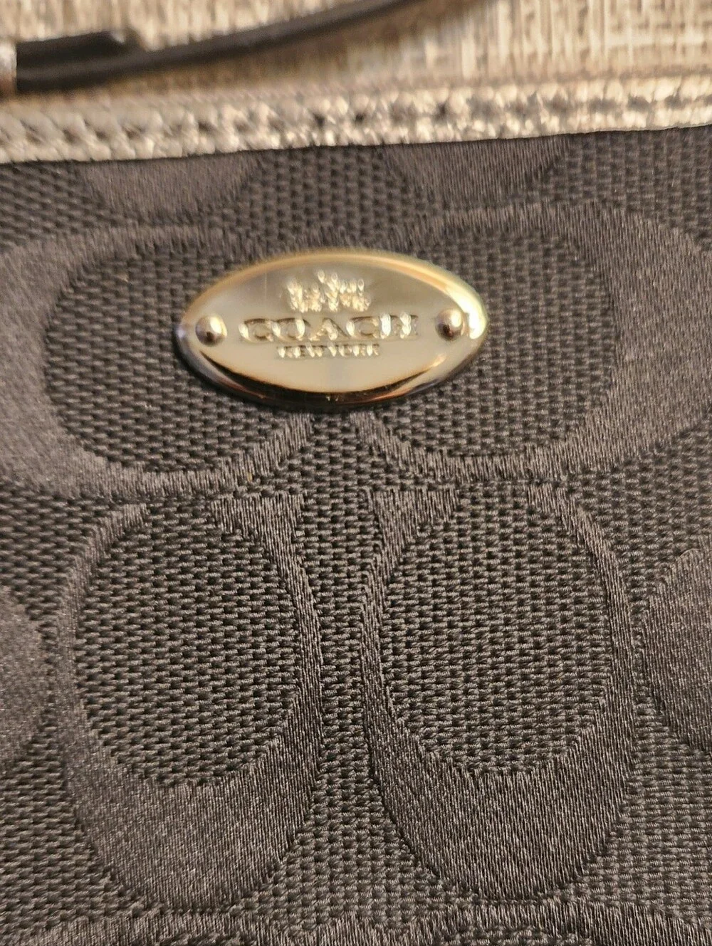 Coach Black Signature  Canvas Wristlet with Metallic Silver Accents - Picture 5 of 6